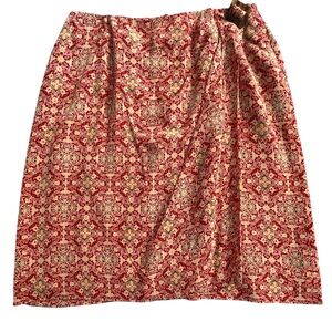Liz Claiborne 100% Silk Faux Wraparound Skirt, Size 4P